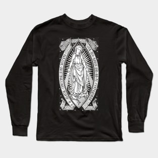 Virgin Mary Catholic Vintage Engraving Long Sleeve T-Shirt